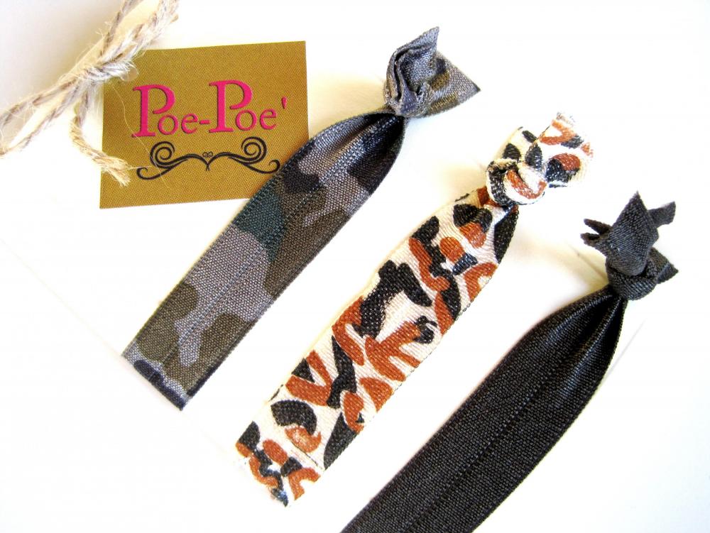 Hair Ties, Bracelets, Foe, Camouflage, Brown, Orange -